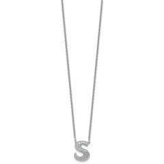 14k White Gold 1/3 carat Lab Grown Diamond VS+ F+ Complete Letter S 18 inch Initial Necklace