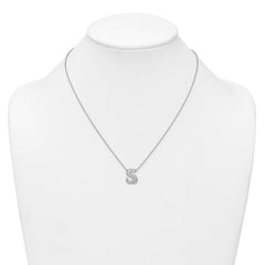 14k White Gold 1/3 carat Lab Grown Diamond VS+ F+ Complete Letter S 18 inch Initial Necklace