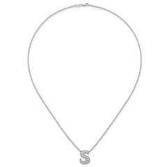14k White Gold 1/3 carat Lab Grown Diamond VS+ F+ Complete Letter S 18 inch Initial Necklace