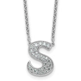 14k White Gold 1/3 carat Lab Grown Diamond VS+ F+ Complete Letter S 18 inch Initial Necklace