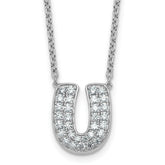 14k White Gold 5/8 carat Lab Grown Diamond VS+ F+ Complete Letter U 18 inch Initial Necklace