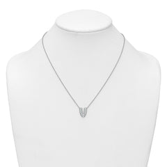 14k White Gold 1/2 carat Lab Grown Diamond VS+ F+ Complete Letter V 18 inch Initial Necklace