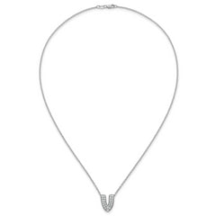 14k White Gold 1/2 carat Lab Grown Diamond VS+ F+ Complete Letter V 18 inch Initial Necklace