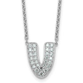 14k White Gold 1/2 carat Lab Grown Diamond VS+ F+ Complete Letter V 18 inch Initial Necklace