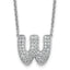 14k White Gold 3/4 carat Lab Grown Diamond VS+ F+ Complete Letter W 18 inch Initial Necklace
