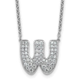 14k White Gold 3/4 carat Lab Grown Diamond VS+ F+ Complete Letter W 18 inch Initial Necklace