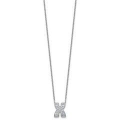 14k White Gold 1/2 carat Lab Grown Diamond VS+ F+ Complete Letter X 18 inch Initial Necklace