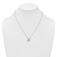14k White Gold 1/2 carat Lab Grown Diamond VS+ F+ Complete Letter X 18 inch Initial Necklace