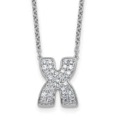 14k White Gold 1/2 carat Lab Grown Diamond VS+ F+ Complete Letter X 18 inch Initial Necklace