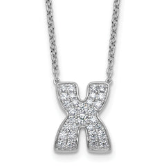 14k White Gold 1/2 carat Lab Grown Diamond VS+ F+ Complete Letter X 18 inch Initial Necklace