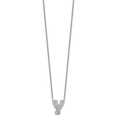 14k White Gold 1/2 carat Lab Grown Diamond VS+ F+ Complete Letter Y 18 inch Initial Necklace