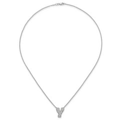 14k White Gold 1/2 carat Lab Grown Diamond VS+ F+ Complete Letter Y 18 inch Initial Necklace