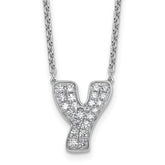 14k White Gold 1/2 carat Lab Grown Diamond VS+ F+ Complete Letter Y 18 inch Initial Necklace