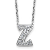 14k White Gold 3/8 carat Lab Grown Diamond VS+ F+ Complete Letter Z 18 inch Initial Necklace