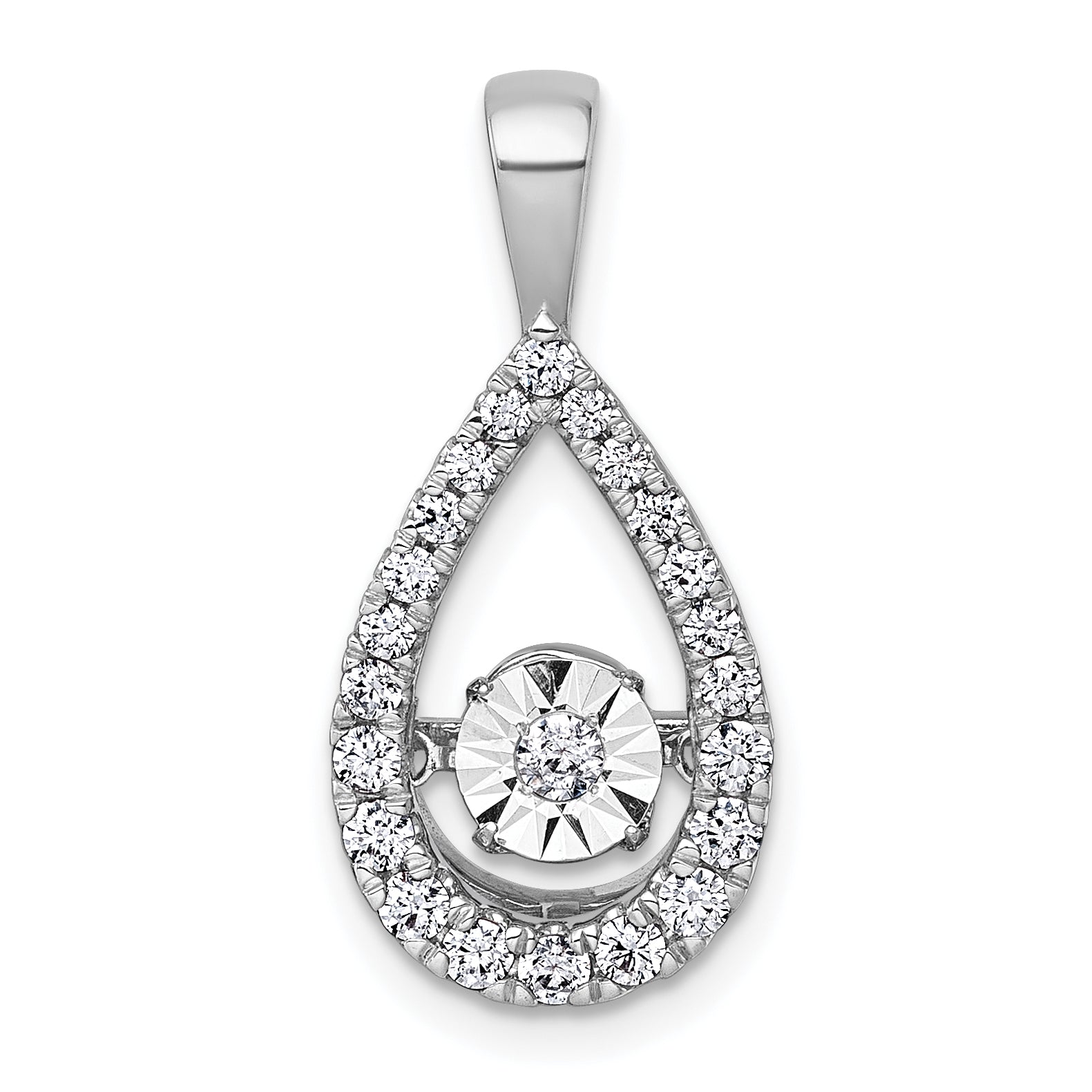 14k White Gold 1/2 carat Lab Grown Diamond VS+ F+ Complete Teardrop Pendant