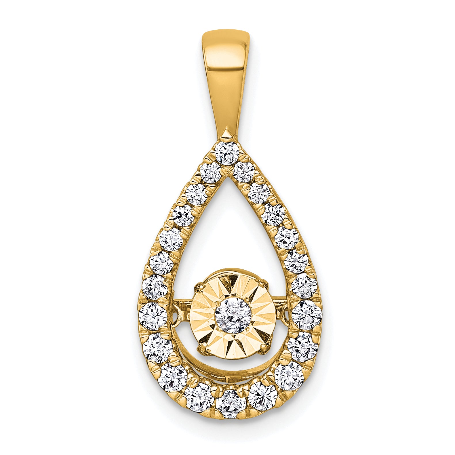 14k 1/2 carat Lab Grown Diamond VS+ F+ Complete Teardrop Pendant