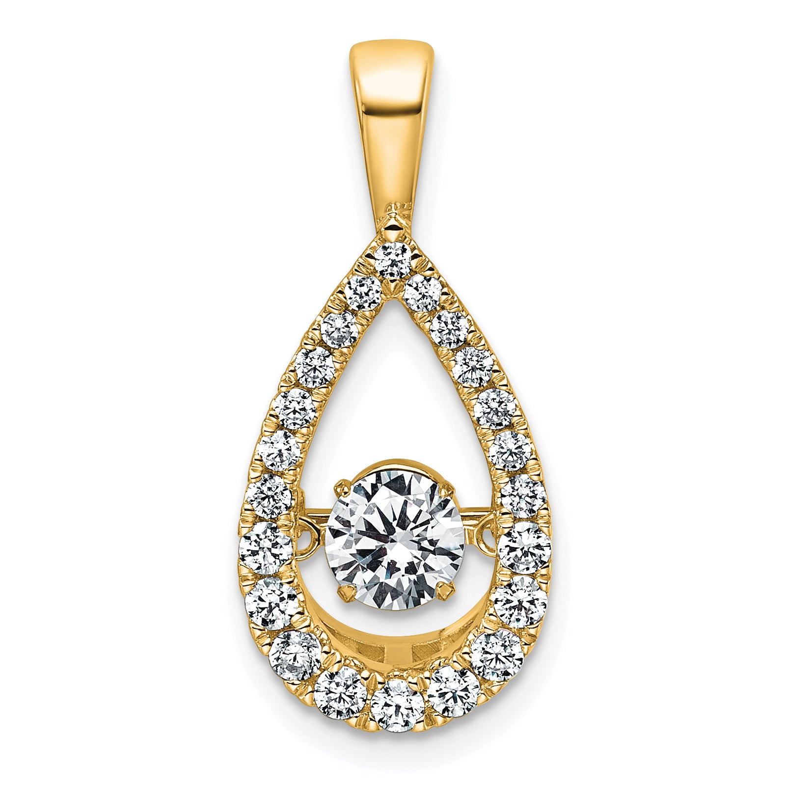 14k 7/8 carat Lab Grown Diamond VS+ F+ Complete Teardrop Pendant