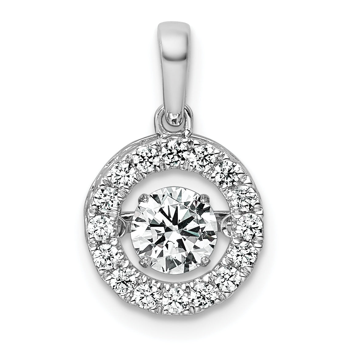 14k White Gold 3/4 carat Lab Grown Diamond VS+ F+ Complete Vibrant Circle Pendant