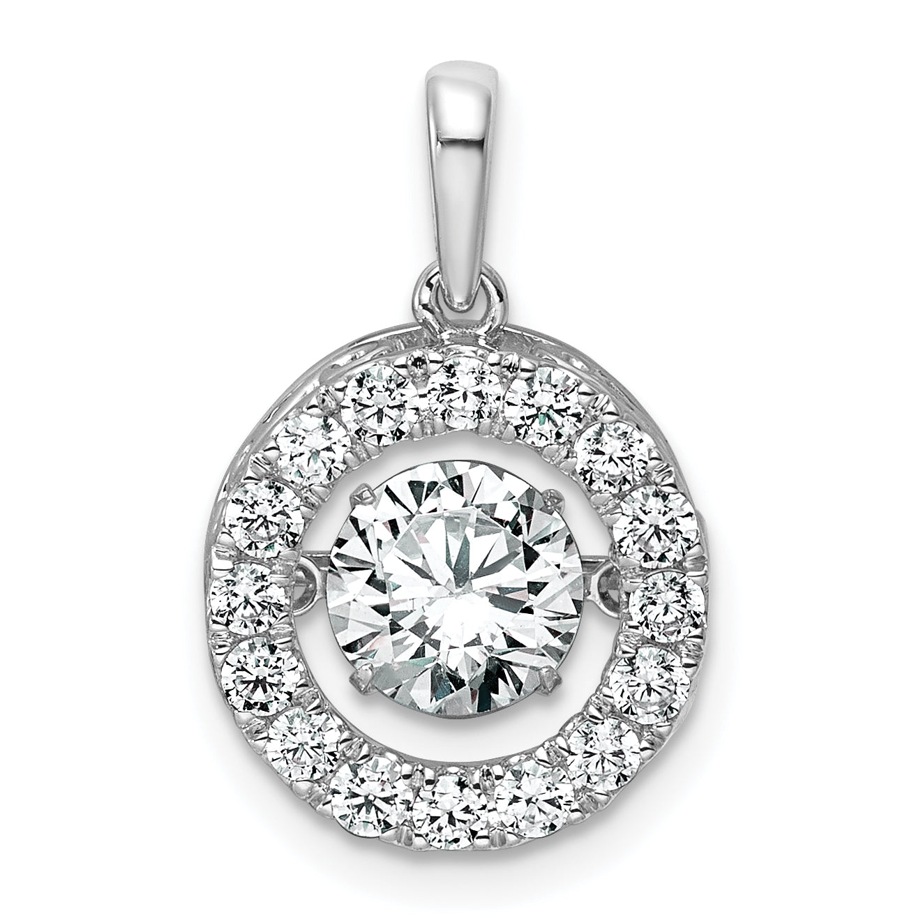 14k White Gold 1 1/2 carat Lab Grown Diamond VS+ F+ Complete Vibrant Circle Pendant
