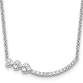 14k White Gold 3/8 carat Lab Grown Diamond VS+ F+ Complete 18 inch Fashion Hearts Bar Necklace