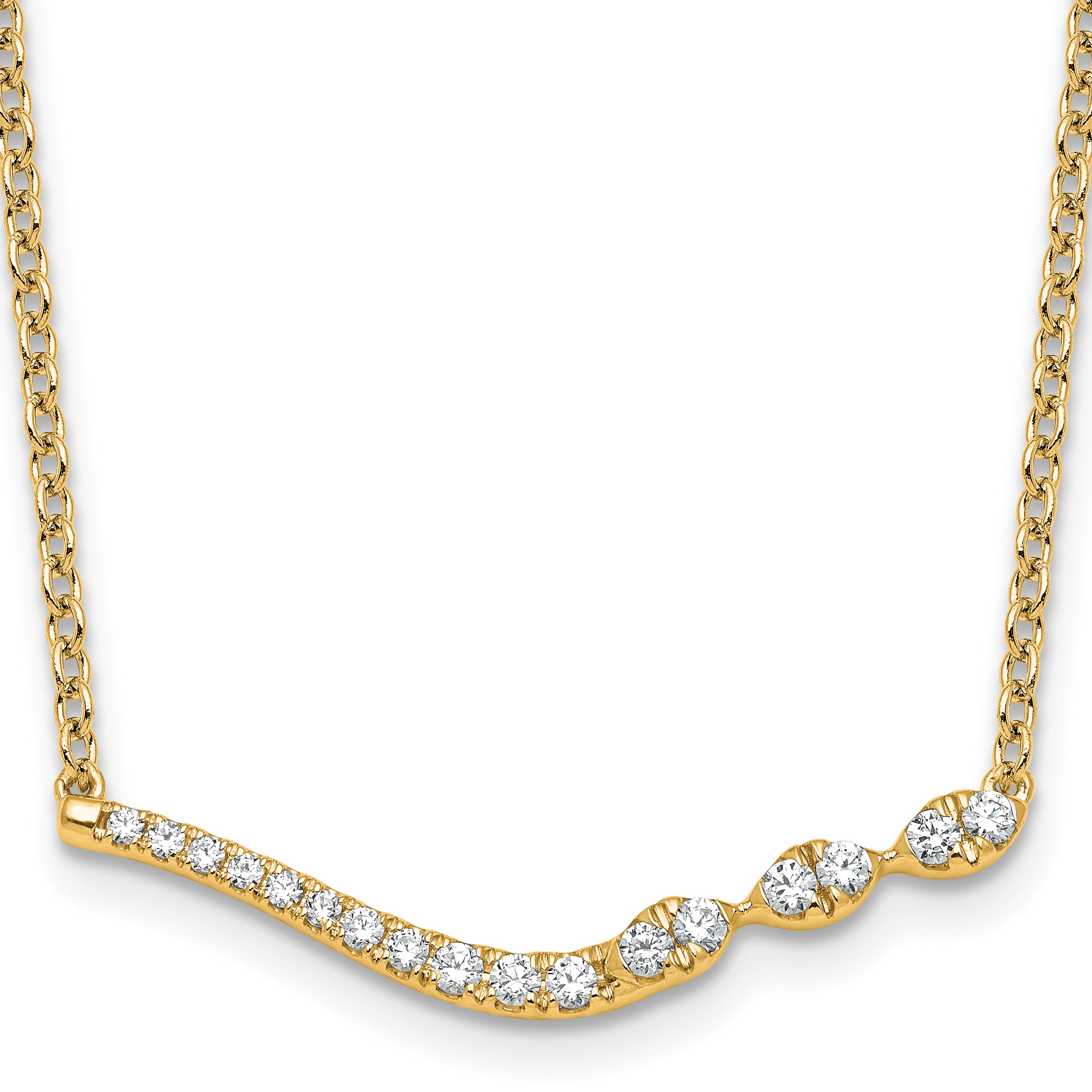 14k 1/3 carat Lab Grown Diamond VS+ F+ Complete 18 inch Fashion Bar Necklace