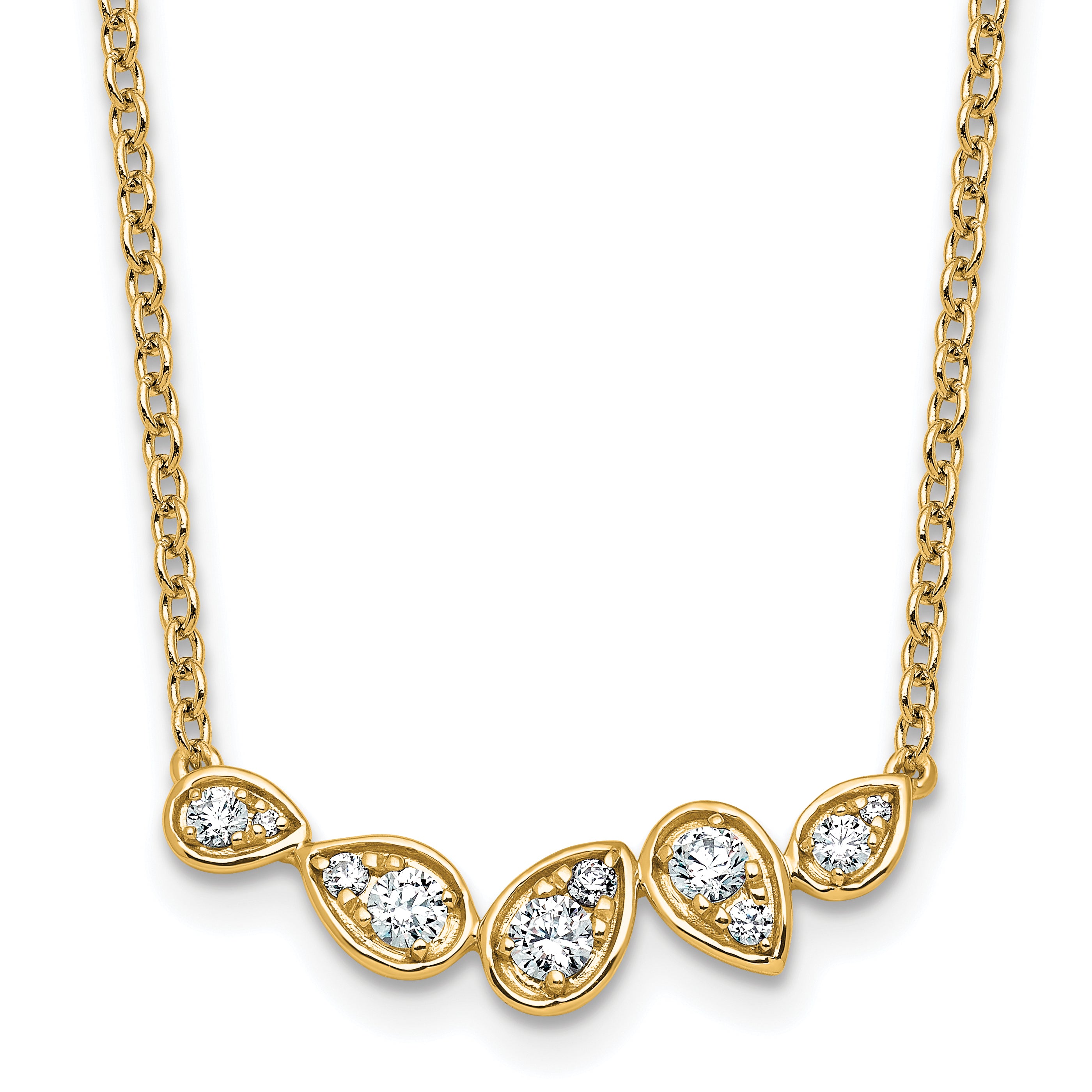 14k 3/4 carat Lab Grown Diamond VS+ F+ Round Complete 18 inch Pear-Link Bar Necklace