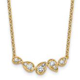 14k 3/4 carat Lab Grown Diamond VS+ F+ Round Complete 18 inch Pear-Link Bar Necklace