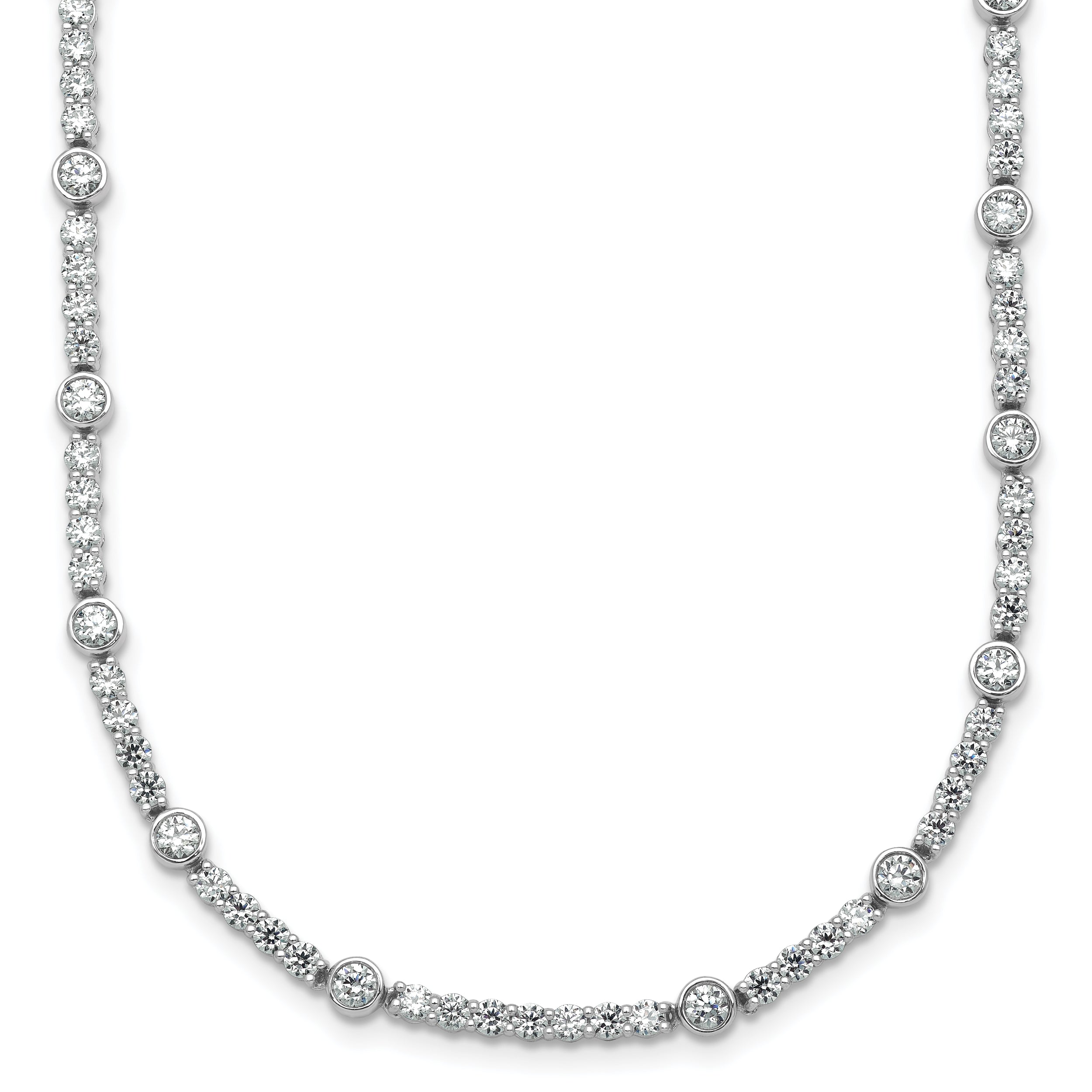 14k White Gold 3 1/2 carat Lab Grown Diamond VS+ F+ Complete 18 inch Fashion Tennis Necklace