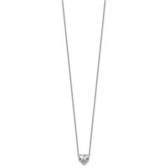 14k White Gold 1 carat Certified Lab Grown Diamond VS+ F+ Heart Complete 18 inch Bezel Set Solitaire Necklace