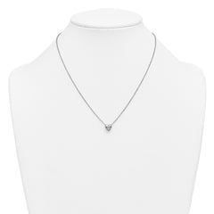 14k White Gold 1 carat Certified Lab Grown Diamond VS+ F+ Heart Complete 18 inch Bezel Set Solitaire Necklace