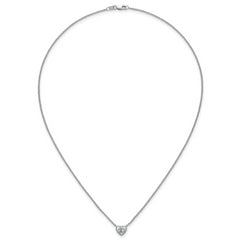 14k White Gold 1 carat Certified Lab Grown Diamond VS+ F+ Heart Complete 18 inch Bezel Set Solitaire Necklace