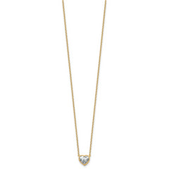 14k 1 carat Certified Lab Grown Diamond VS+ F+ Heart Complete 18 inch Bezel Set Solitaire Necklace