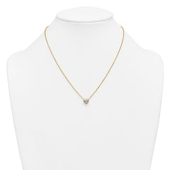 14k 1 carat Certified Lab Grown Diamond VS+ F+ Heart Complete 18 inch Bezel Set Solitaire Necklace