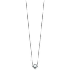 14k White Gold 1 1/2 carat Certified Lab Grown Diamond VS+ F+ Heart Complete 18 inch Bezel Set Solitaire Necklace