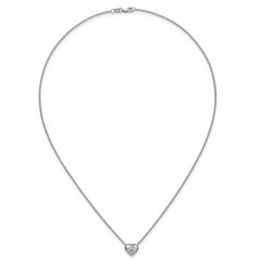 14k White Gold 1 1/2 carat Certified Lab Grown Diamond VS+ F+ Heart Complete 18 inch Bezel Set Solitaire Necklace