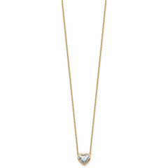 14k 1 1/2 carat Certified Lab Grown Diamond VS+ F+ Heart Complete 18 inch Bezel Set Solitaire Necklace