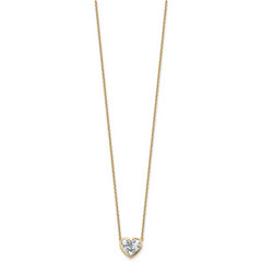 14k 2 carat Certified Lab Grown Diamond VS+ F+ Heart Complete 18 inch Bezel Set Solitaire Necklace