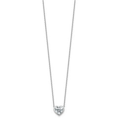 14k White Gold 2 1/2 carat Certified Lab Grown Diamond VS+ F+ Heart Complete 18 inch Bezel Set Solitaire Necklace