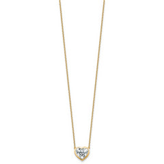14k 2 1/2 carat Certified Lab Grown Diamond VS+ F+ Heart Complete 18 inch Bezel Set Solitaire Necklace