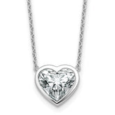 14k White Gold 3 carat Certified Lab Grown Diamond VS+ F+ Heart Complete 18 inch Bezel Set Solitaire Necklace