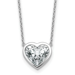 14k White Gold 3 carat Certified Lab Grown Diamond VS+ F+ Heart Complete 18 inch Bezel Set Solitaire Necklace