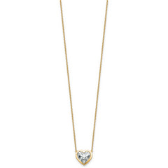 14k 3 carat Certified Lab Grown Diamond VS+ F+ Heart Complete 18 inch Bezel Set Solitaire Necklace