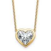 14k 3 carat Certified Lab Grown Diamond VS+ F+ Heart Complete 18 inch Bezel Set Solitaire Necklace