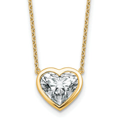 14k 3 carat Certified Lab Grown Diamond VS+ F+ Heart Complete 18 inch Bezel Set Solitaire Necklace