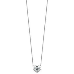 14k White Gold 4 carat Certified Lab Grown Diamond VS+ F+ Heart Complete 18 inch Bezel Set Solitaire Necklace