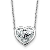 14k White Gold 4 carat Certified Lab Grown Diamond VS+ F+ Heart Complete 18 inch Bezel Set Solitaire Necklace