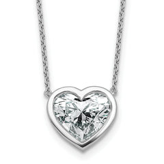 14k White Gold 4 carat Certified Lab Grown Diamond VS+ F+ Heart Complete 18 inch Bezel Set Solitaire Necklace