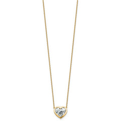 14k 4 carat Certified Lab Grown Diamond VS+ F+ Heart Complete 18 inch Bezel Set Solitaire Necklace