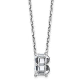 14k White Gold 2 carat Lab Grown Diamond VS+ F+ Complete Letter B Single Stone 18 inch Initial Necklace
