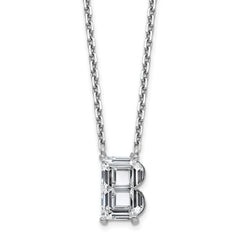 14k White Gold 2 carat Lab Grown Diamond VS+ F+ Complete Letter B Single Stone 18 inch Initial Necklace